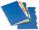 Esselte Separadores Plastico A4 con Cartulina Indice Blanco Negro, 10 Pestañas, Multitaladro, 5 Colores