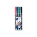 Staedtler Lumocolor 317 Pack de 4 Rotuladores Permanentes - Punta Media Redonda - Trazo 1mm Aprox - Capuchon con Clip - Secado Rapido - Colores Surtidos