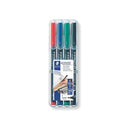 Staedtler Lumocolor 318 Pack de 4 Rotuladores Permanentes - Punta Fina Redonda - Trazo 0.6mm - Capuchon con Clip - Secado Rapido - Colores Surtidos