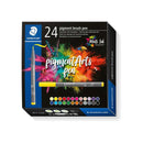 Staedtler 371 Pack de 24 Rotuladores Punta de Pincel Suave - Colores Vivos y Brillantes - No Amarillea con el Paso del Tiempo - Nueva Tinta Multi Ink - Pigmentos de Primera Calidad - Colores Surtidos