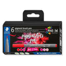 Staedtler 371 Pack de 6 Rotuladores Punta de Pincel Suave - Colores Vivos y Brillantes - No Amarillea con el Paso del Tiempo - Nueva Tinta Multi Ink - Pigmentos de Primera Calidad - Colores Rojos/Rosas Surtidos