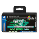 Staedtler 371 Pack de 6 Rotuladores Punta de Pincel Suave - Colores Vivos y Brillantes - No Amarillea con el Paso del Tiempo - Nueva Tinta Multi Ink - Pigmentos de Primera Calidad - Colores Verdes/Turquesas Surtidos