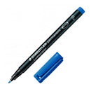 Staedtler Lumocolor 318 Rotulador Permanente - Punta Fina Redonda - Trazo 0.6mm - Capuchon con Clip - Secado Rapido - Color Azul (10 unidades)
