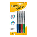 Bic Velleda 1741 Pack de 4 Rotuladores para Pizarra - Punta Media - Trazo de 1.4mm - Borrado Optimo - Colores Surtidos