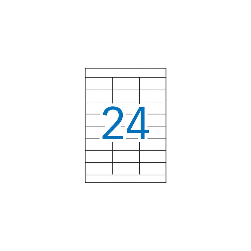 Apli Pack de 2.400 Etiquetas Rectangulares 70x33,8mm - 100 Hojas por 24 Etiquetas - Adhesivo Permanente - Cantos Rectos - Color Blanco