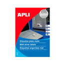 Apli Pack de 960 Etiquetas Metalizadas Color Plata - Medidas 45.7x21.2mm - 20 Hojas por 48 Etiquetas - Adhesivo Permanente - Cantos Romos