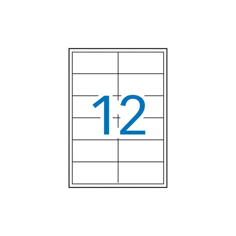 Apli Pack de 1.200 Etiquetas Rectangulares 97x42,4mm - 100 Hojas por 12 Etiquetas - Adhesivo Permanente - Cantos Rectos - Color Blanco