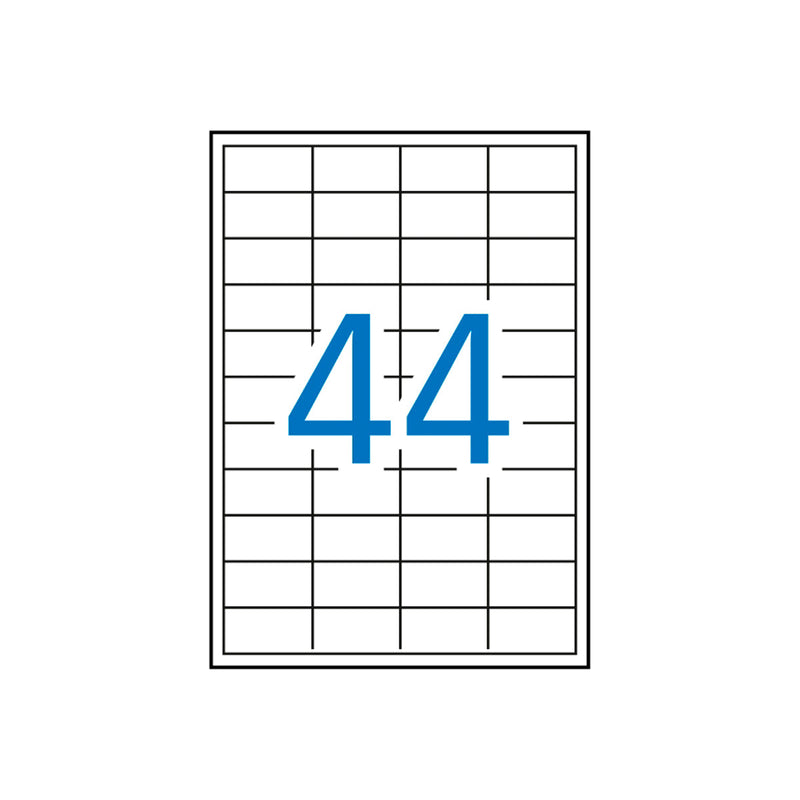 Apli Pack de 4.400 Etiquetas Rectangulares 48,5 x 25,4mm - 100 Hojas por 44 Etiquetas - Adhesivo Removible - Cantos Rectos - Color Blanco