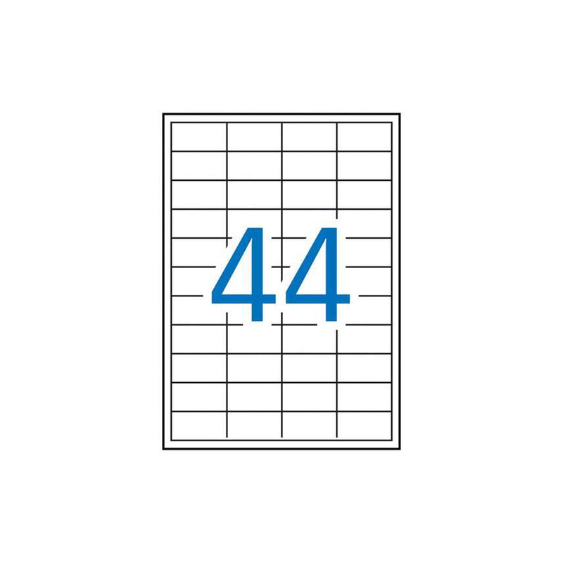 Apli Pack de 4.400 Etiquetas Rectangulares 48.5x25.4mm - 100 Hojas por 44 Etiquetas - Adhesivo Permanente - Cantos Rectos - Color Blanco