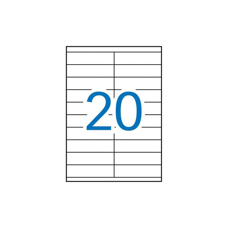 Apli Pack de 2.000 Etiquetas Rectangulares 105x29mm - 100 Hojas por 20 Etiquetas - Adhesivo Permanente - Cantos Rectos - Color Blanco