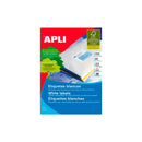 Apli Pack de 1.600 Etiquetas Rectangulares 105x37mm - 100 Hojas por 16 Etiquetas - Adhesivo Permanente - Cantos Rectos - Color Blanco
