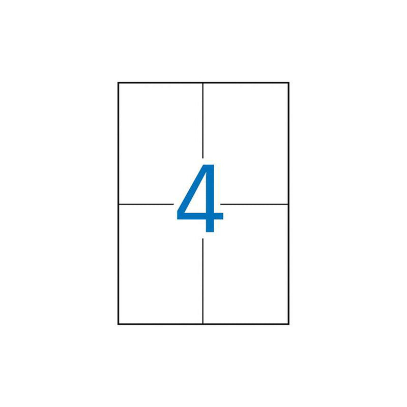 Apli Pack de 400 Etiquetas Rectangulares 105x148mm - 100 Hojas por 4 Etiquetas - Adhesivo Permanente - Cantos Rectos - Color Blanco