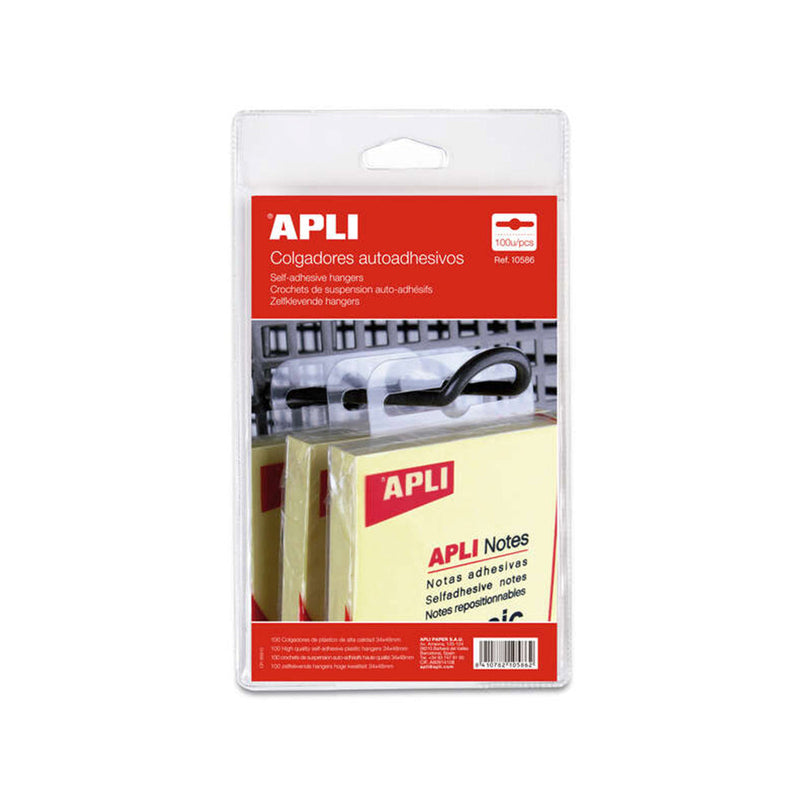 Apli Colgadores Autoadhesivos Eurohole 34x48mm - Ideal para Productos de Bajo y Medio Peso - Bolsa con 100 Unidades