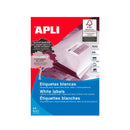 Apli Pack de 2.000 Etiquetas Rectangulares 105x148mm - 500 Hojas por 4 Etiquetas - Adhesivo Permanente - Cantos Rectos - Color Blanco