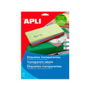 Apli Pack de 240 Etiquetas 70x37mm - 10 Hojas por 24 Etiquetas - Adhesivo Permanente - Cantos Rectos - Transparentes