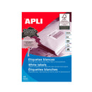 Apli Pack de 12.000 Etiquetas Rectangulares 64.6x33.8mm - 500 Hojas por 24 Etiquetas - Adhesivo Permanente - Cantos Rectos - Color Blanco