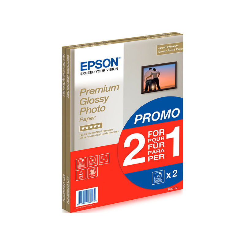 Epson C13S042169 Papel Fotografico A4 255gr - Acabado Brillante - 30 Hojas - para Impresoras de Tinta