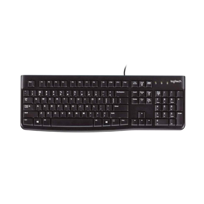 Logitech K120 Teclado USB - Resistente a Salpicaduras - Cable de 1.50m - Color Negro