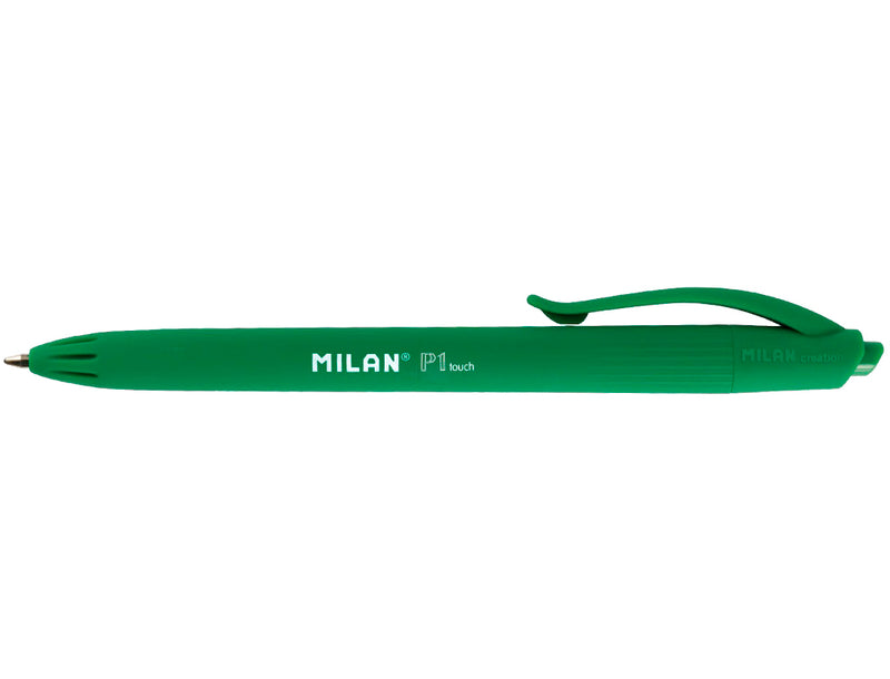 Milan bolígrafo P1 retráctil 1 mm touch verde