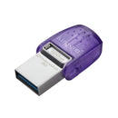 Kingston DataTraveler microDuo 3C Memoria USB-A + USB-C 128GB 3.2 Gen 1 - Velocidad de Lectura 200 MB/s - Tapon Protector (Pendrive)