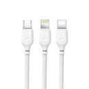 XO Cable de Carga Rapida 3 en 1 - Micro, Tipo C y Lightning a USB - 1m - Color Blanco