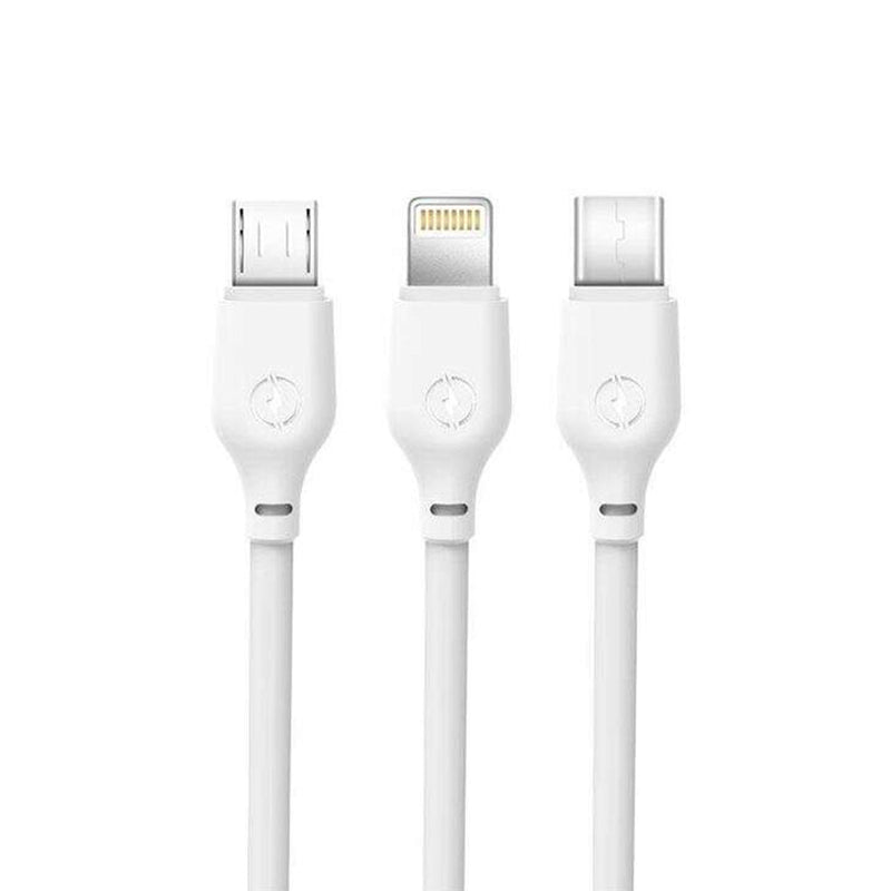 XO Cable de Carga Rapida 3 en 1 - Micro, Tipo C y Lightning a USB - 1m - Color Blanco