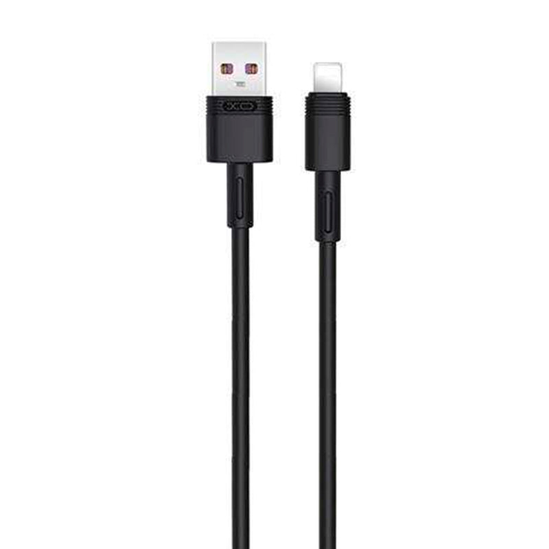 XO NB166 Cable USB-A Macho a Lightning 5A - Carga + Transmision de Datos Alta Velocidad - Longitud 1m - Color Negro