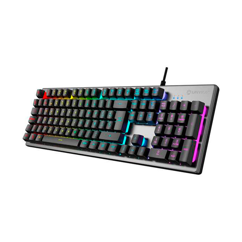 Unykach Nova K244 Teclado Gaming Multimedia 105 Teclas USB - Iluminacion FRGB -  Antighosting - Cable de 1.60m - Color Gris