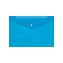 Dohe Sobre con Cierre de Broche - Tamaño Folio Plus Apaisado - Polipropileno Cristal Transparente 150 Micras - Color Azul