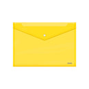 Dohe Sobre con Cierre de Broche - Tamaño Folio Plus Apaisado - Polipropileno Cristal Transparente 150 Micras - Color Amarillo