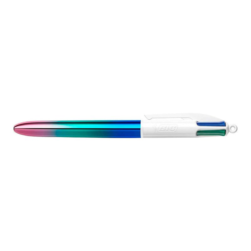 Bic 4 Colours Gradient Boligrafo de Bola Retractil - Punta Media de 1.0mm - Tinta con Base de Aceite - Cuerpo Blanco/Degradado Tricolor - 4 Colores (12 unidades)