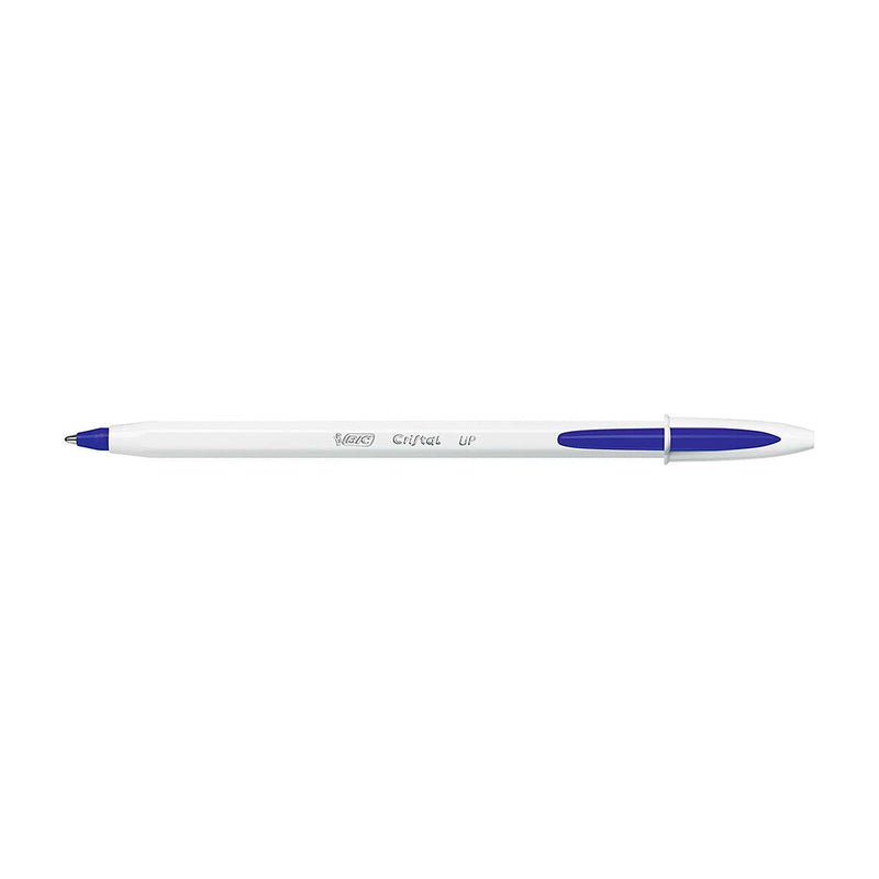 Bic Cristal Up Boligrafo de Bola - Punta de 1.2mm - Tinta con Base de Aceite - Cuerpo Blanco - Color Azul (20 unidades)