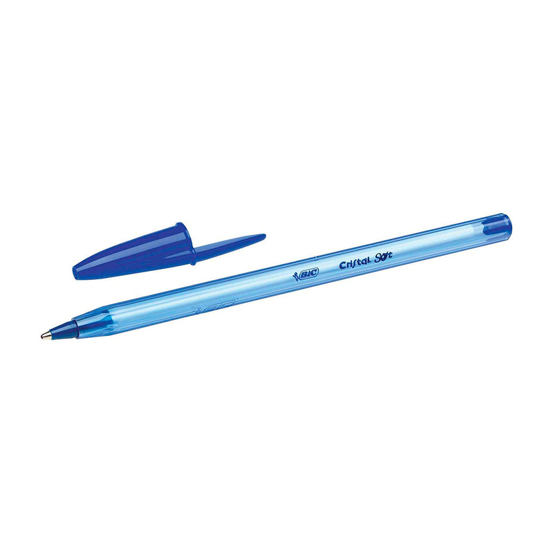 Bic Cristal Soft Boligrafos de Bola - Punta Media de 1.2mm - Trazo 0.45mm - Escritura mas Fluida - Color Azul (50 unidades)