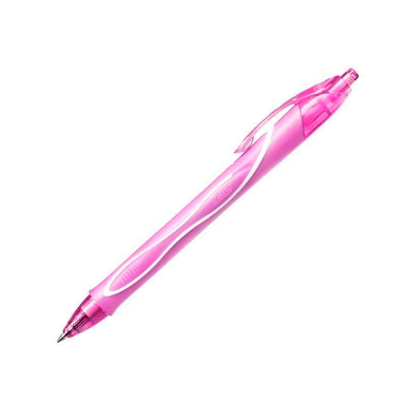 Bic Gel-Ocity Quick Dry Boligrafo Retractil - Punta Media de 0.7mm - Tinta de Gel - Secado Ultra Rapido - No Mancha el Papel - Color Rosa (12 unidades)
