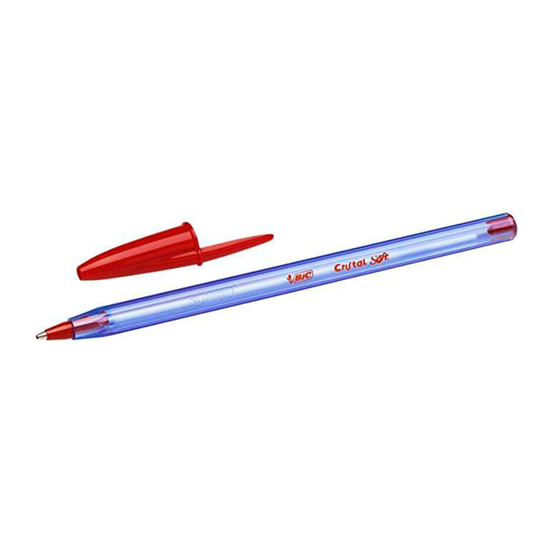 Bic Cristal Soft Boligrafos de Bola - Punta Media de 1.2mm - Trazo 0.45mm - Escritura mas Fluida - Color Rojo (50 unidades)