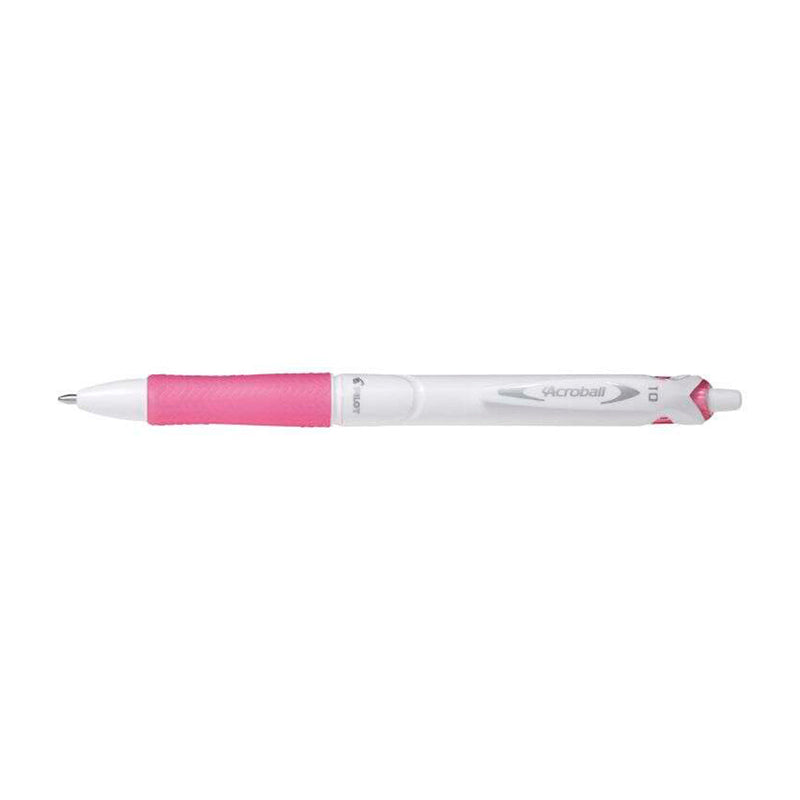 Pilot Boligrafo de Bola Retractil Acroball PureWhite - Recargable - Fabricado con Plastico Reciclado - Punta Redonda 1mm - Trazo 0.28mm - Grip Ergonomico - Color Rosa (10 unidades)