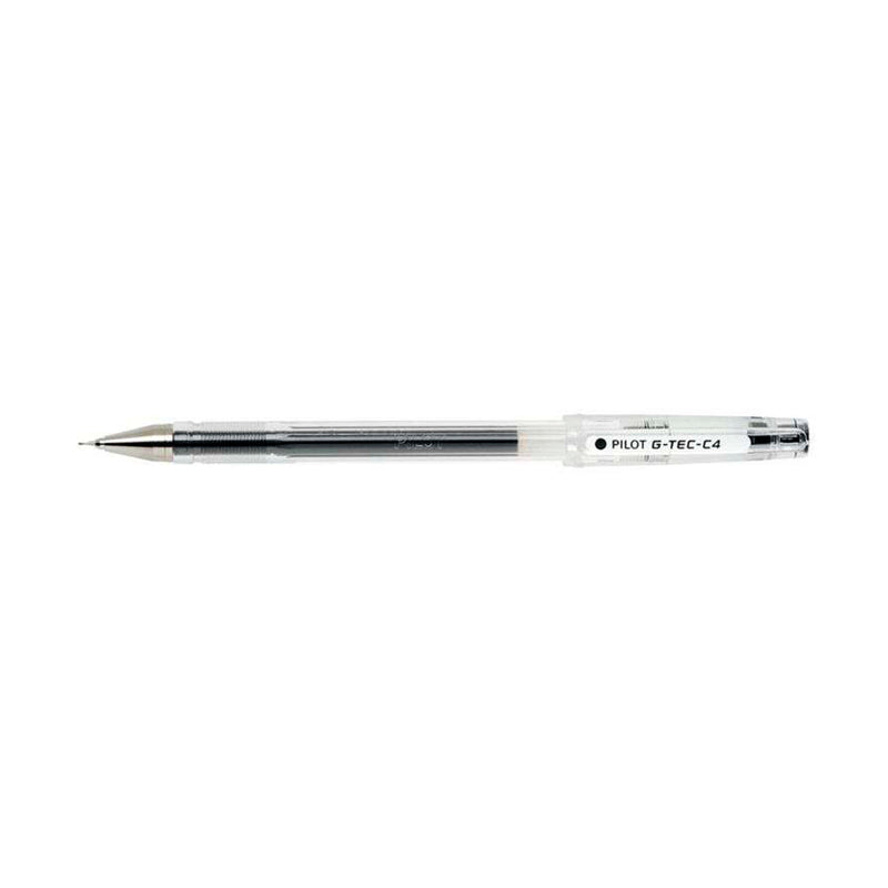 Pilot Boligrafo de Gel G-Tec C4 - Extra Fino - Recargable - Punta de Bola 0.4mm - Trazo 0.2mm - Color Negro (12 unidades)