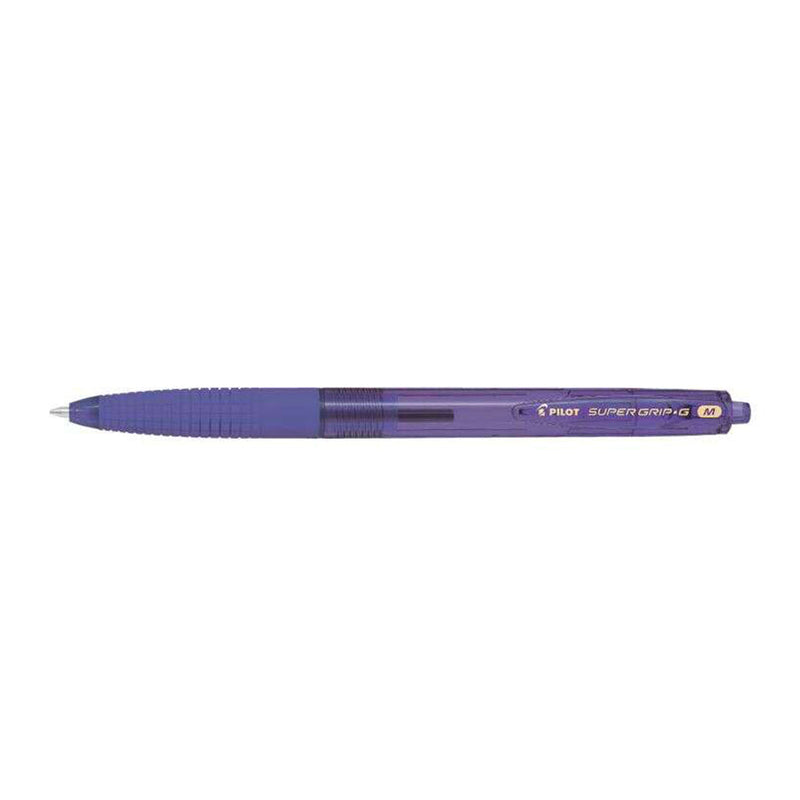 Pilot Boligrafo de Bola Retractil SuperGrip G - Punta Redonda 1.0mm - Trazo 0.4mm - Tinta de Aceite - Grip Ergonomico - Color Violeta (12 unidades)