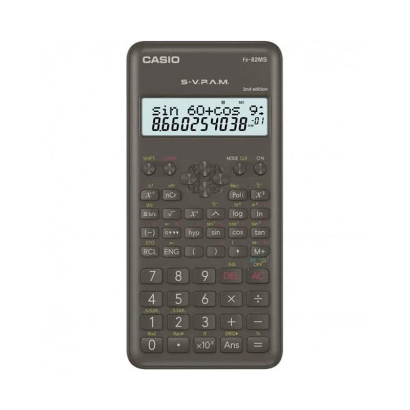 Casio Calculadora Cientifica FX-82MS 2ª Ed.- Pantalla LCD de 2 Lineas - 240 Funciones Integradas - 8 Memorias de Variables - Calculo de Porcentajes - Alimentacion 1 Pila AA