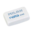 Milan Nata 648 Goma de Borrar Rectangular Pequeña - Plastico - No Daña el Papel - Color Blanco (48 unidades)