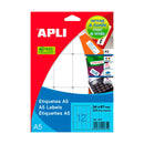 Apli Pack de 525 Etiquetas A5 19.0 x 40.0mm - Color Blanco