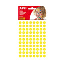 Apli Gomets Redondos Ø 10.5mm - 6 Hojas con 528 Gomets - Adhesivo Permanente - Desarrollo de Habilidades y Creatividad - Adhesivo Base Agua - Libre de Disolventes - 100% Reciclables - Color Amarillo