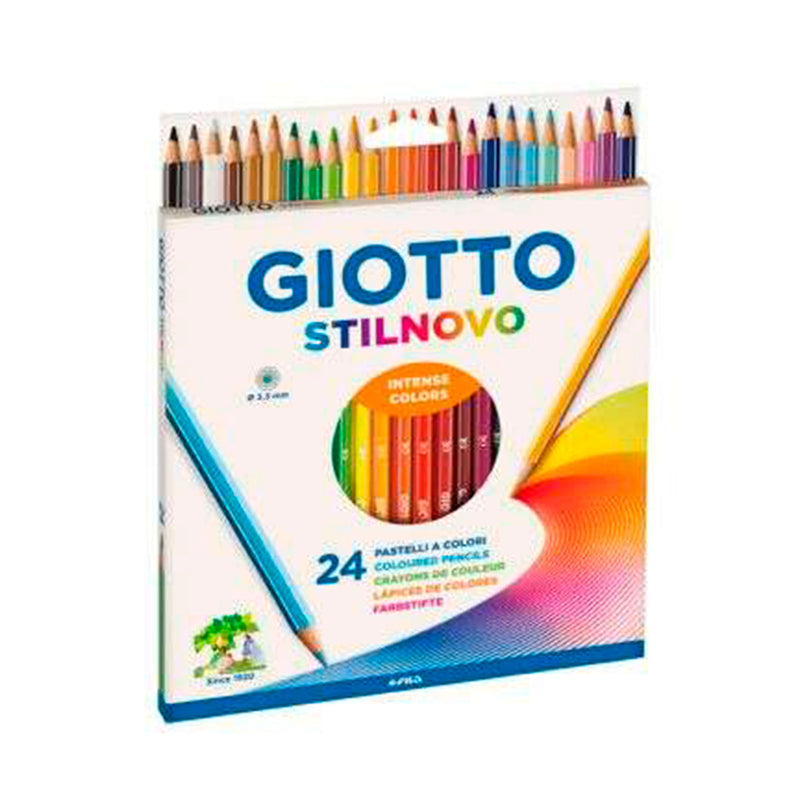 Giotto Stilnovo Pack de 24 Lapices Hexagonales de Colores - Mina 3.3mm - Madera - Colores Surtidos