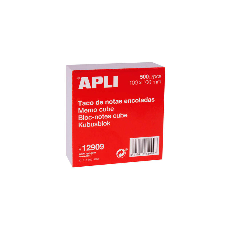 Apli Taco de Notas 100x100 - 500 Hojas - Adhesivo - Blanco