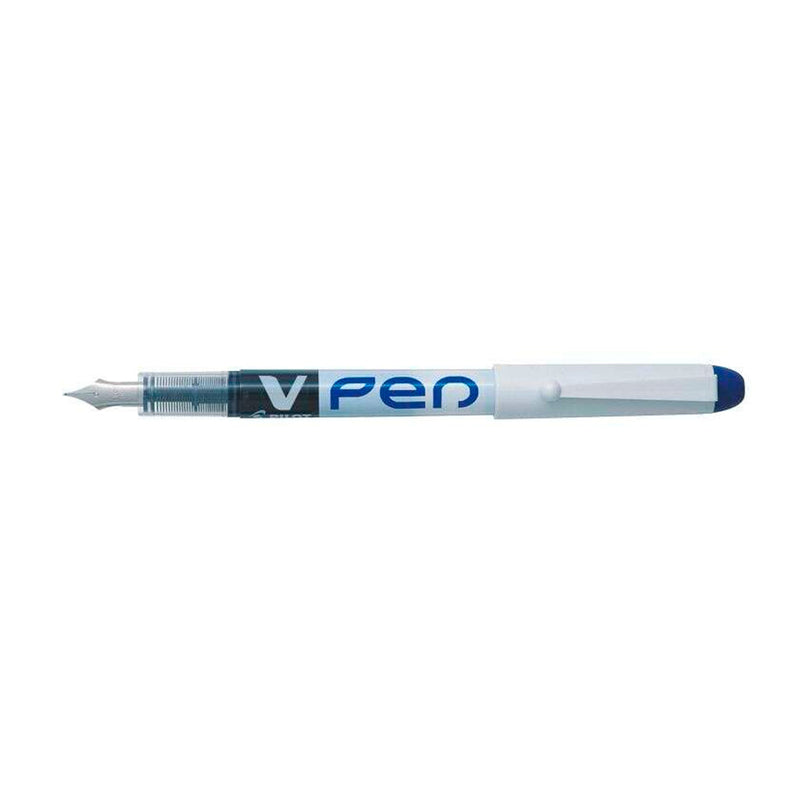 Pilot Pluma Estilografica V-Pen Desechable Tinta Liquida - Punta de Acero - Trazo de 0.5mm - Color Azul (12 unidades)