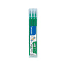 Pilot Pack de 3 Recambios para Frixion Ball / Frixion Clicker - Tinta Gel Borrable - Punta de Bola 0.7mm - Trazo 0.4mm - Color Verde (12 unidades)