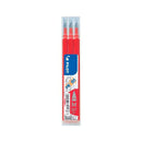 Pilot Pack de 3 Recambios para Frixion Ball / Frixion Clicker - Tinta Gel Borrable - Punta de Bola 0.7mm - Trazo 0.4mm - Color Rojo (12 unidades)