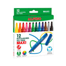 Alpino Pack de 12 Rotuladores Gruesos Maxi - Punta de 6mm - Superlavables, Resistentes, Duraderos y de Colores Brillantes - Ideal para Uso Escolar - Colores Surtidos