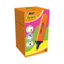 Bic Marking Highlighter Flat Marcador Fluorescente - Punta Biselada - Trazo entre 1.70 y 4.80 mm - Tinta con Base de Agua - Color Naranja (12 unidades)