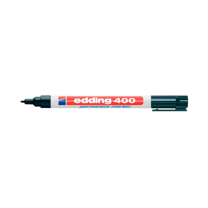 Edding 400 Rotulador Permanente - Punta Redonda - Trazo 1 mm. - Recargable - Secado Rapido - Color Negro (10 unidades)